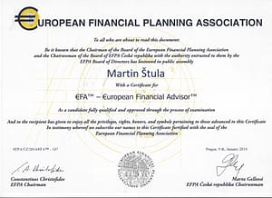 Certifikát EFA Martin Štula