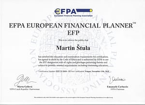 Certifikat EFP Martin Štula