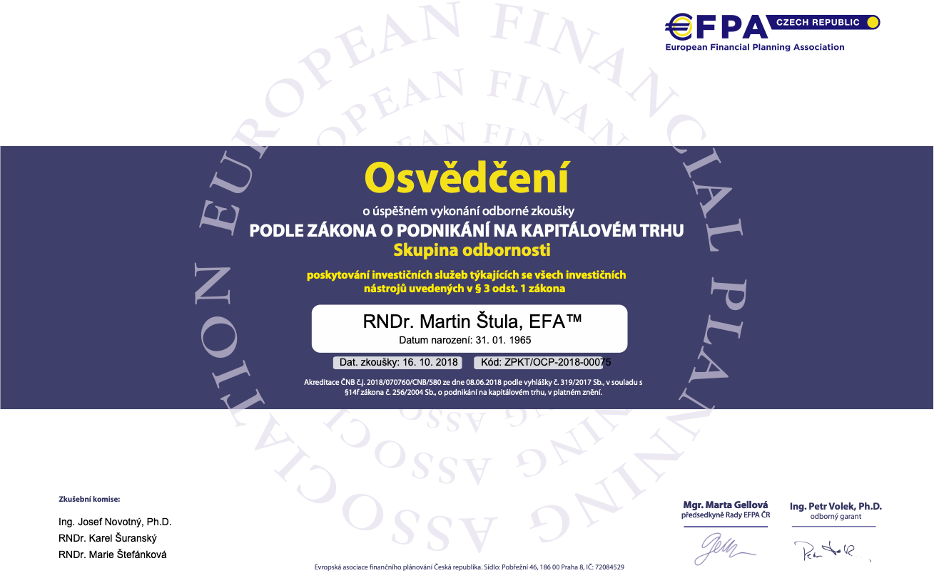 ZPKT_OCP-2018-00075 Certifikace kapitálový trh